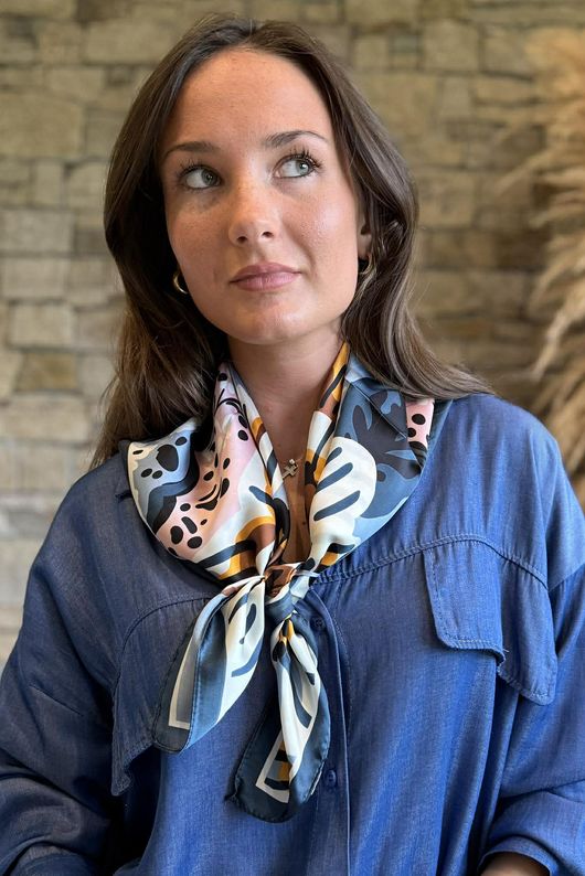 Matteao Silky Blend Square Scarf Blue /30=